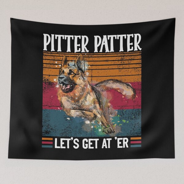 Item preview, Pitter Funny Patter Let's Get At 'er Retro German Shepherd designed and sold by RayPrint.
