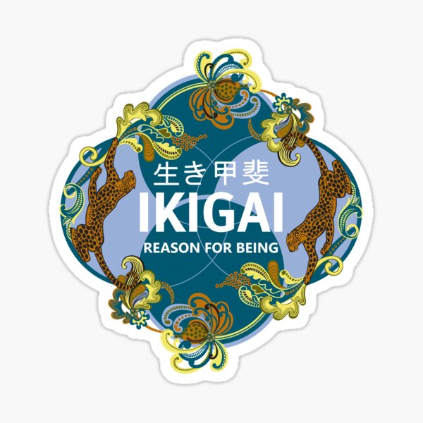 Cheetah Ikigai Teal Sticker