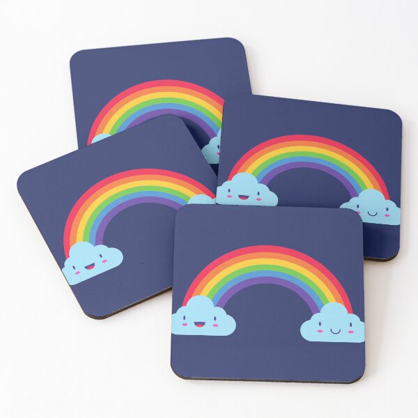 Item preview, Rainbow smiley clouds designed and sold by Aura __Print.