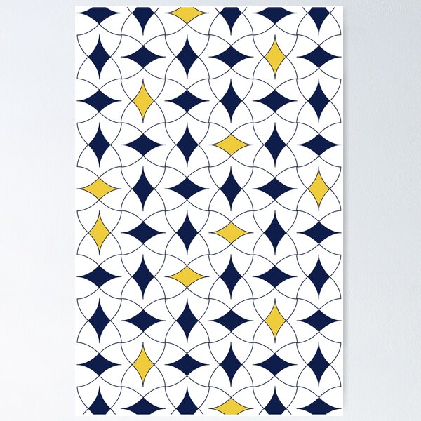 Item preview, Blue and Yellow Diamond Modern Mid Century Geometric Pattern Scandinavian Rustic Interior 06 designed and sold by BONBcreative.