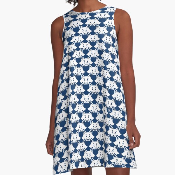 Foxi-Blue&White A-Line Dress