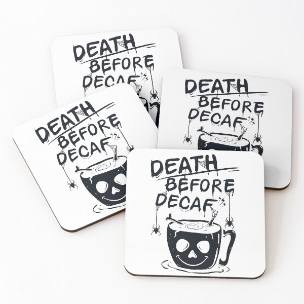 Item preview, Death Before Decaf Coffee -  Slogan Text Handwritten with Spiders Bones and a Skull Mug designed and sold by WearWolfDesigns.