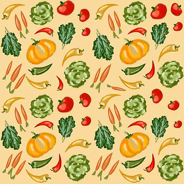 Artwork thumbnail, Veggies Pattern by Fun Travel Art