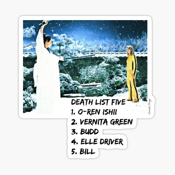 Kill Bill Death List 5 Sticker