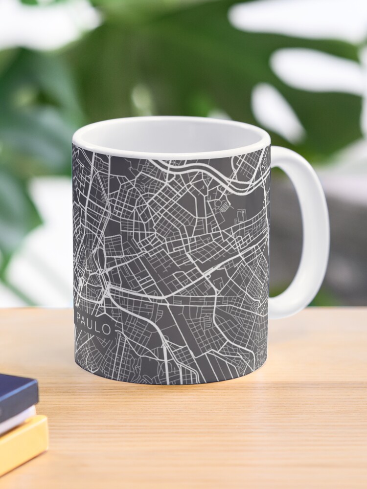 Sao Paulo Map Brazil Gray Mug By Mainstreetmaps Redbubble