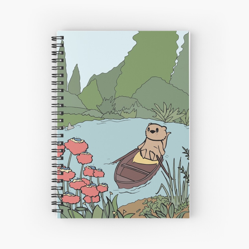 Otter Has a Peaceful Moment in a Rowboat Spiral Notebook
