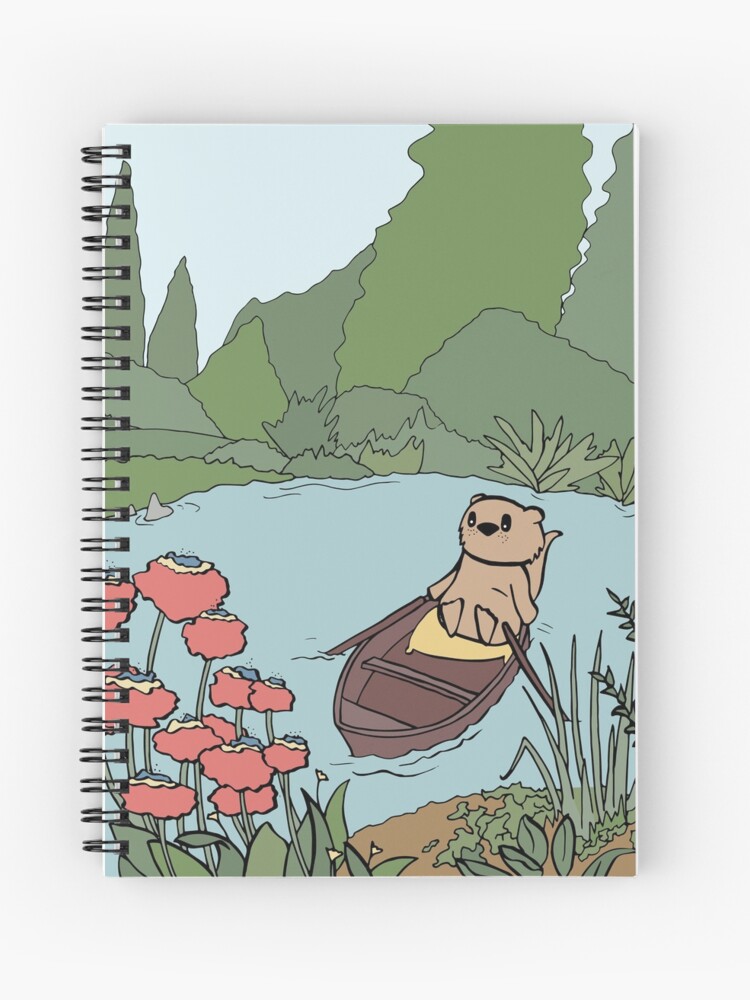 Spiral Notebook, Otter Has a Peaceful Moment in a Rowboat designed and sold by Otter-Grotto