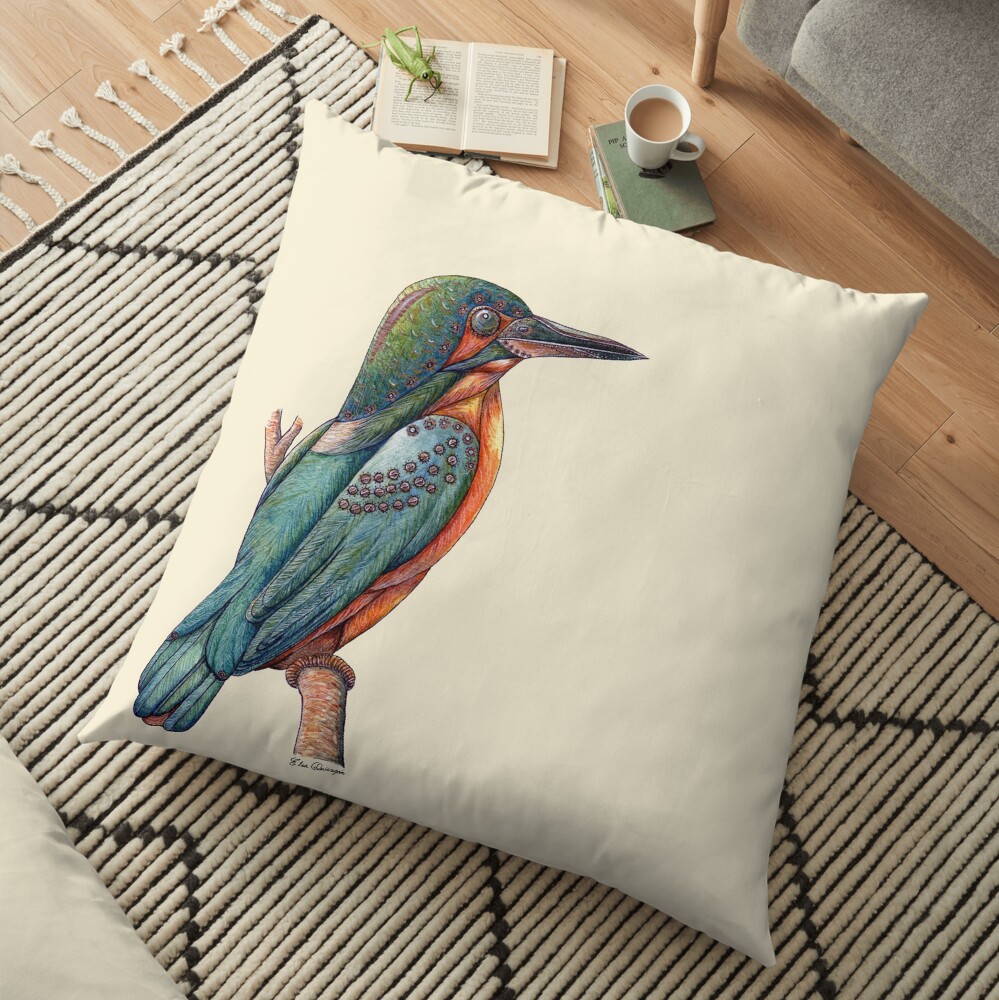 Kingfisher Bird Floor Pillow