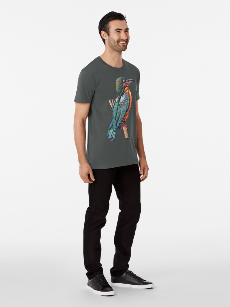 Premium T-Shirt, Kingfisher Bird designed and sold by Bioinspirada