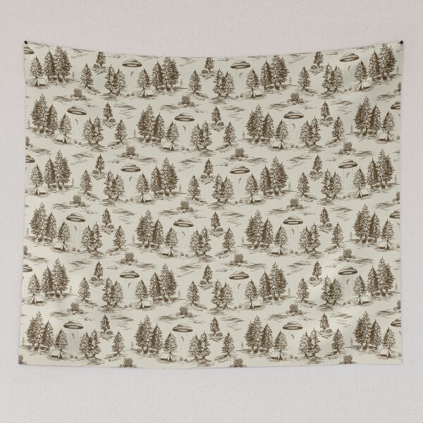 Item preview, Brown Alien Abduction Toile De Jouy Pattern designed and sold by somecallmebeth.