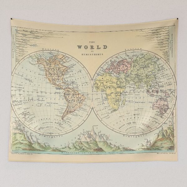 Item preview, Vintage Map of The World (1886) designed and sold by AntiqueGallery.
