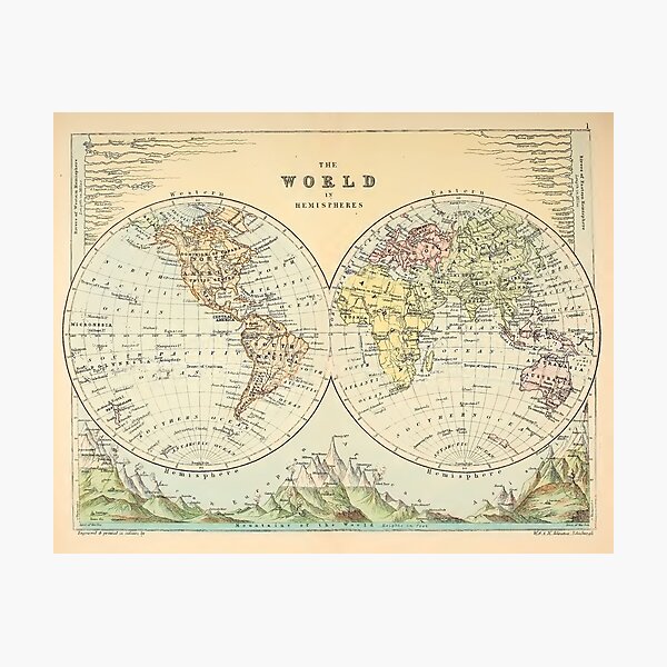 Item preview, Vintage Map of The World (1886) designed and sold by AntiqueGallery.