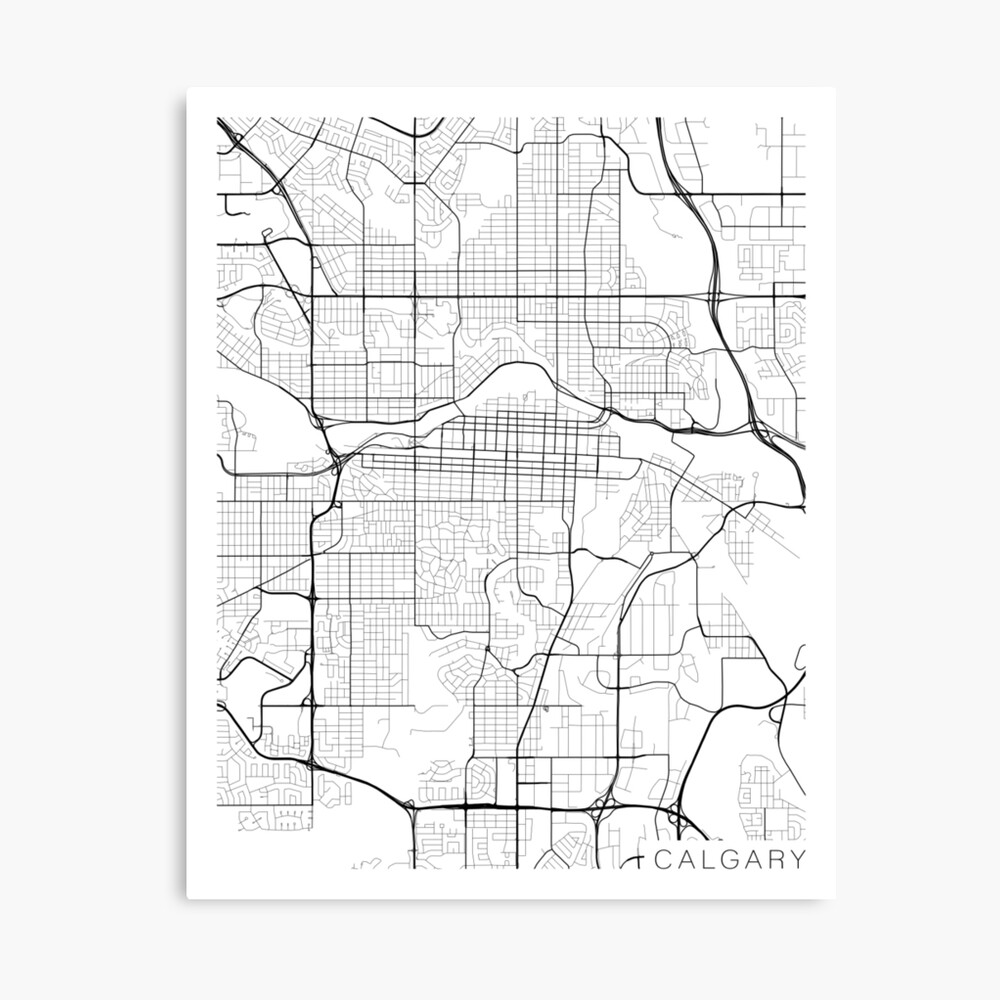 Calgary Map Canada Black and White