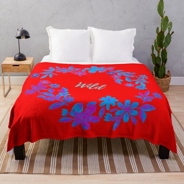 Item preview, WILD red with blue and pink flowers - Floral Pattern designed and sold by HMadeArtSON.
