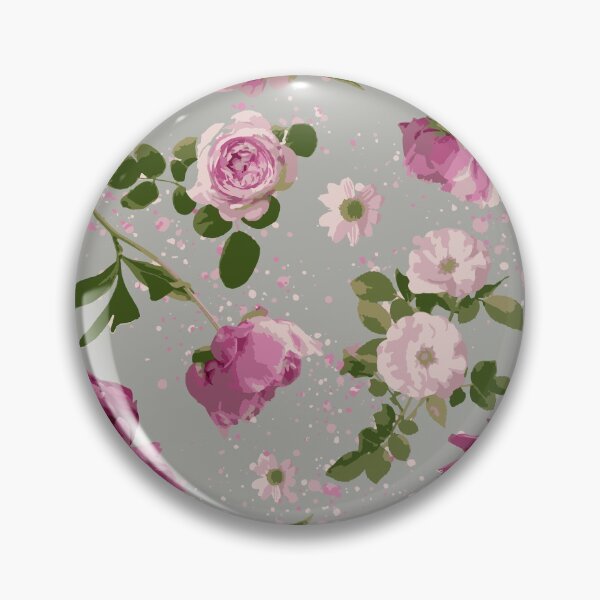 Item preview, Pink Peony and Rose Botanical Floral Motif on Soft Grey Background  designed and sold by cozycaroline.