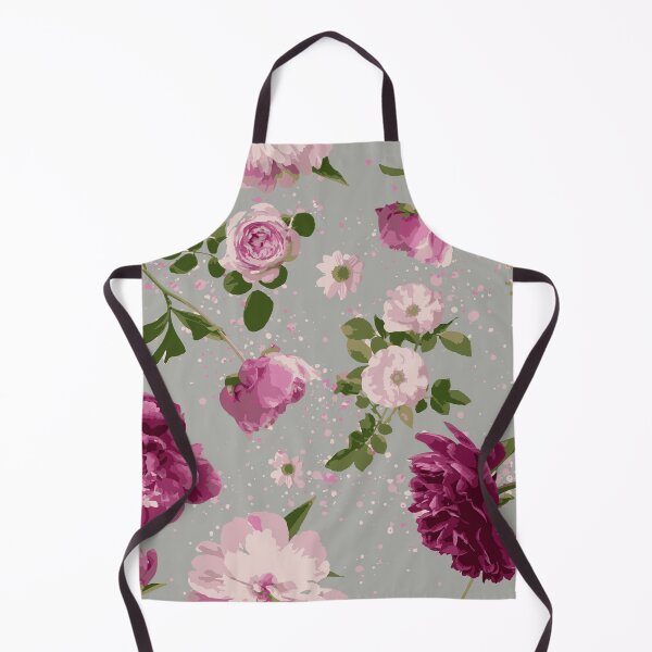 Item preview, Pink Peony and Rose Botanical Floral Motif on Soft Grey Background  designed and sold by cozycaroline.