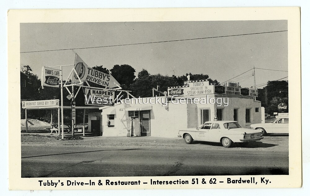 "Tubby's DriveIn & Restraurant, Intersection 51 & 62, Bardwell, KY." by West Kentucky Genealogy