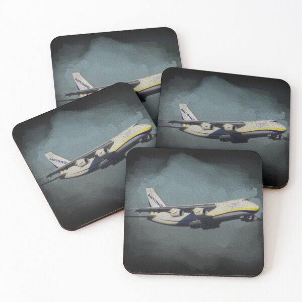 Item preview, Antonov airplane taking off on watercolor black background designed and sold by FDbubble1986.