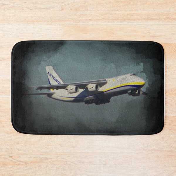 Item preview, Antonov airplane taking off on watercolor black background designed and sold by FDbubble1986.