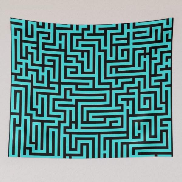 Item preview, Maze, labryinth, maze runner, abstract pattern, lost in a maze, amazing, neon blue designed and sold by Nostrathomas66.