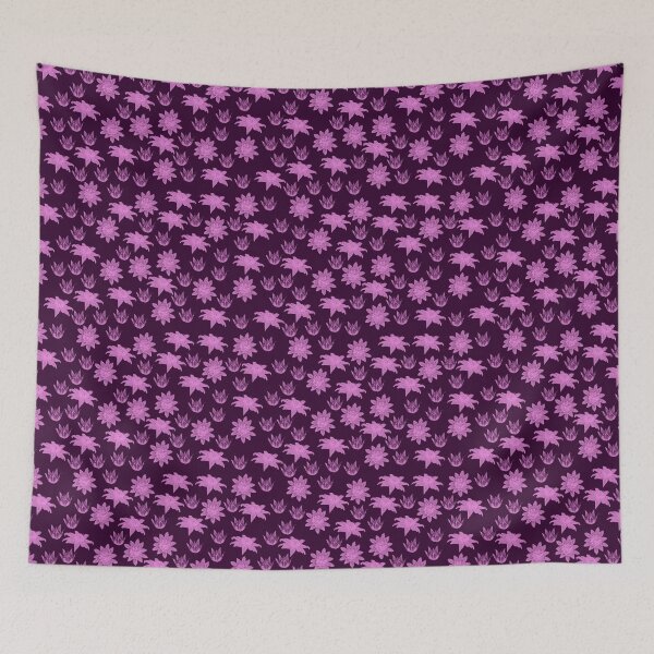 Item preview, Pink Flannel Flower pattern on plum background designed and sold by Kestrelle.