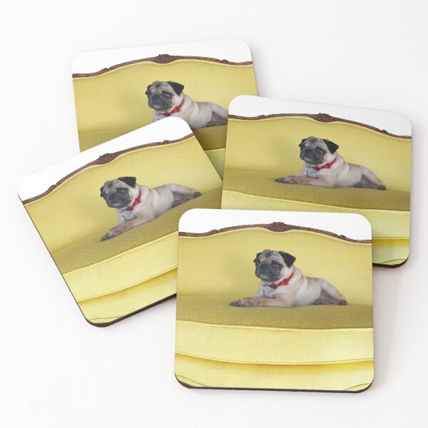 Item preview, Daisy Pug: Puppy Dog Sitting On Yellow Sofa –  designed and sold by L.E. Wilson.