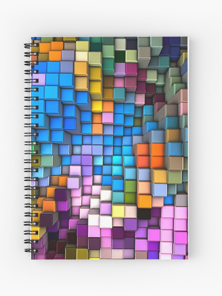 Color block abstract pattern, digital art, wave pattern | Spiral Notebook