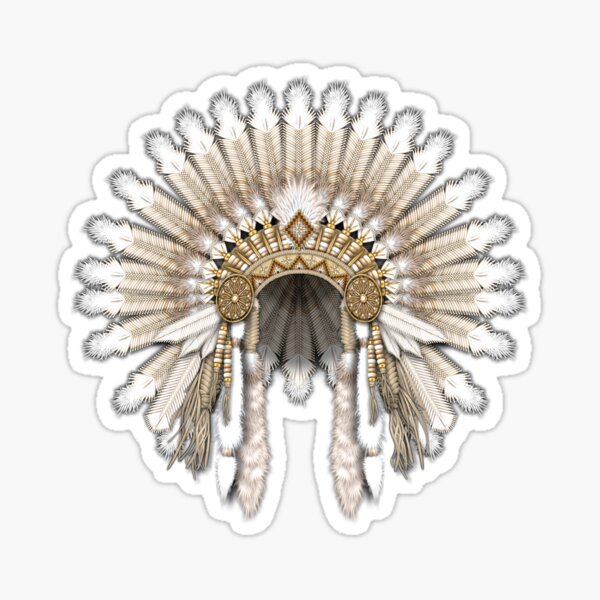 White Native American Chief's Warrior Headdress Sticker