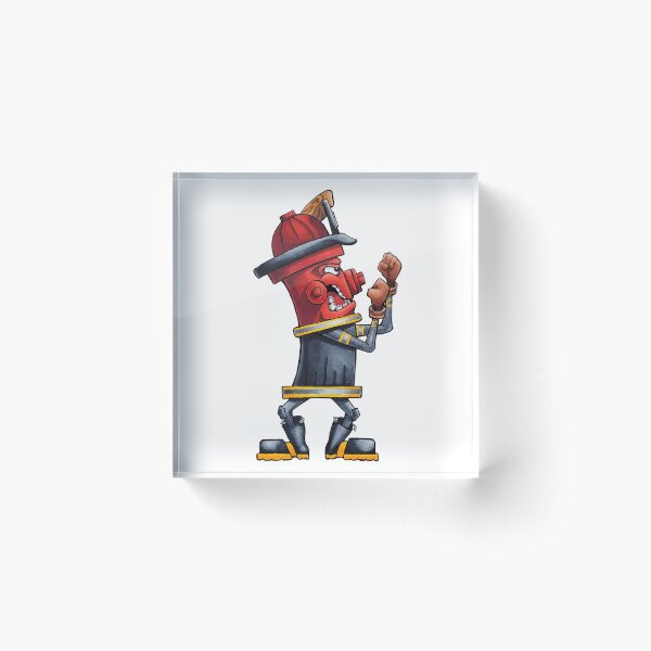 Hydrant Fire Fighter Fireman Up Acrylic Block