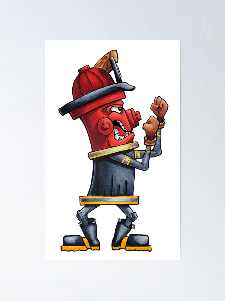 Alternate view of Hydrant Fire Fighter Fireman Up Poster