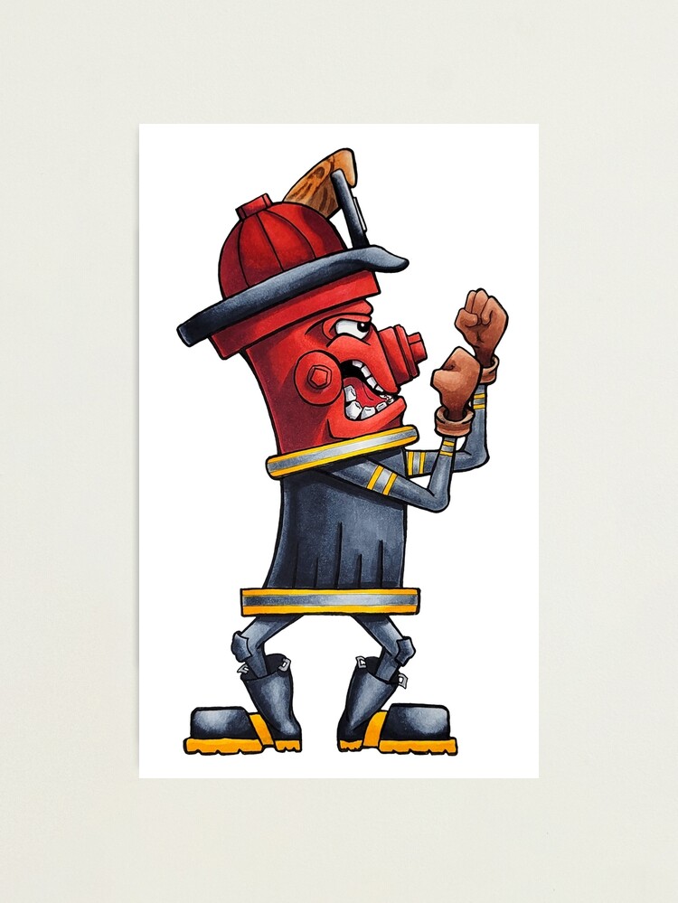 Alternate view of Hydrant Fire Fighter Fireman Up Photographic Print