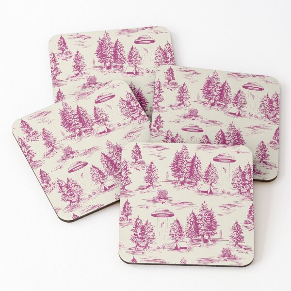 Item preview, Magenta Alien Abduction Toile De Jouy Pattern designed and sold by somecallmebeth.
