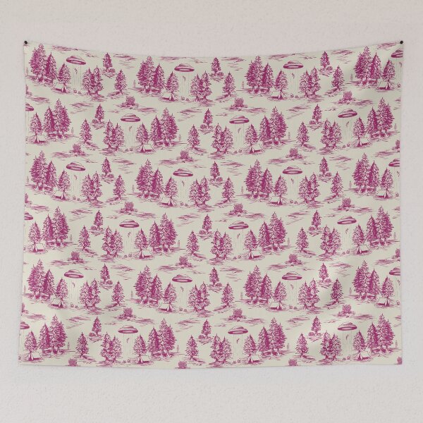 Item preview, Magenta Alien Abduction Toile De Jouy Pattern designed and sold by somecallmebeth.