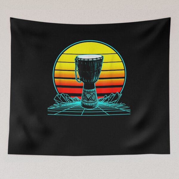 Item preview, Retro Vintage Sunset Djembe Drum  designed and sold by avareid3.