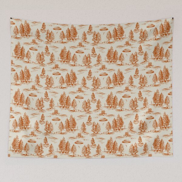 Item preview, Orange Alien Abduction Toile De Jouy Pattern designed and sold by somecallmebeth.