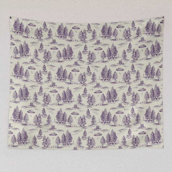 Item preview, Purple Alien Abduction Toile De Jouy Pattern designed and sold by somecallmebeth.