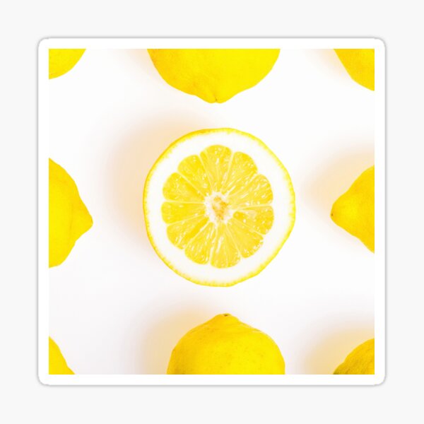 Half colorful lemon in a squared composition Sticker
