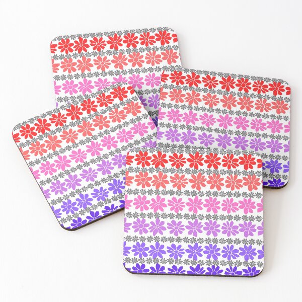 Item preview, Red Coral Pink, Purple, Blue and Gray floral Pattern designed and sold by GeoTeasters.