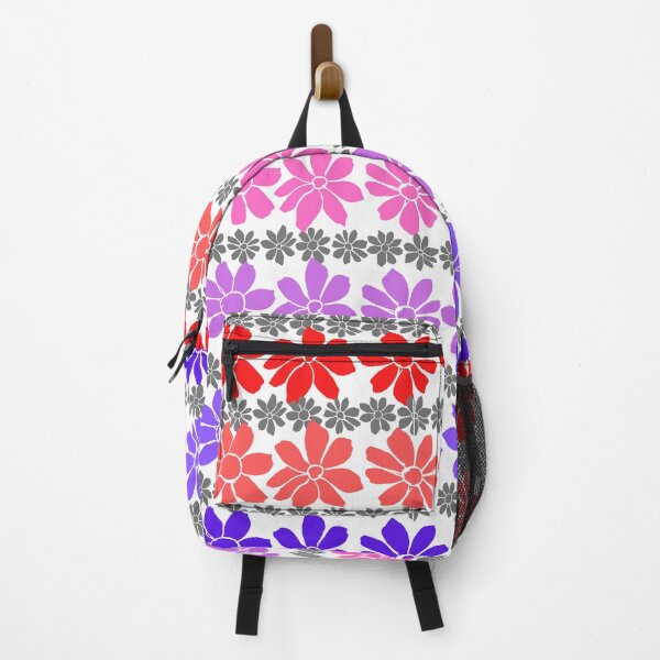 Item preview, Red Coral Pink, Purple, Blue and Gray floral Pattern designed and sold by GeoTeasters.