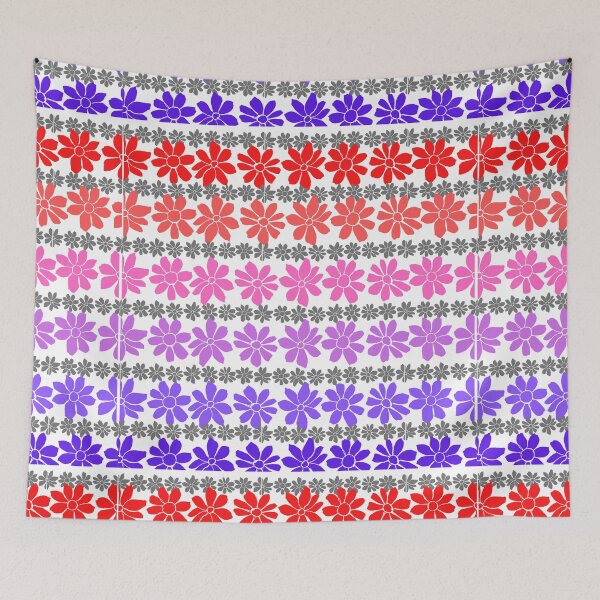 Item preview, Red Coral Pink, Purple, Blue and Gray floral Pattern designed and sold by GeoTeasters.