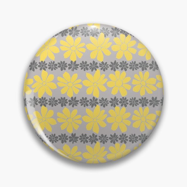 Item preview, yellow and Gray floral Pattern designed and sold by GeoTeasters.