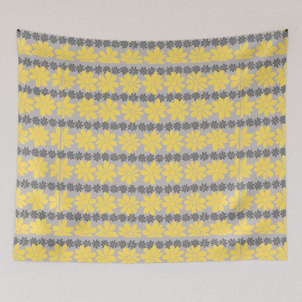 Item preview, yellow and Gray floral Pattern designed and sold by GeoTeasters.