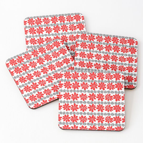 Item preview, red and Gray floral Pattern designed and sold by GeoTeasters.