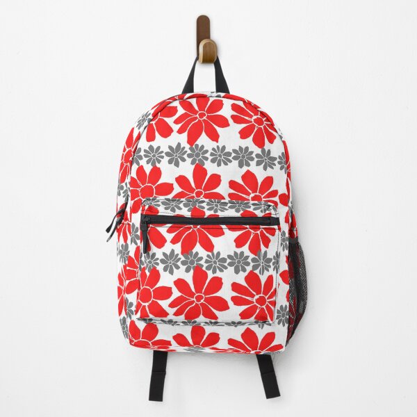 Item preview, red and Gray floral Pattern designed and sold by GeoTeasters.