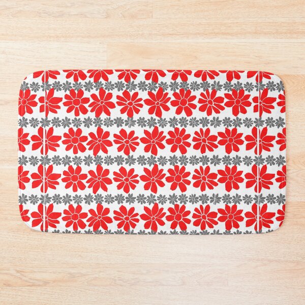 Item preview, red and Gray floral Pattern designed and sold by GeoTeasters.