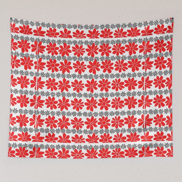 Item preview, red and Gray floral Pattern designed and sold by GeoTeasters.