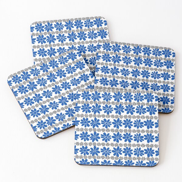 Item preview, blue and Gray floral Pattern designed and sold by GeoTeasters.
