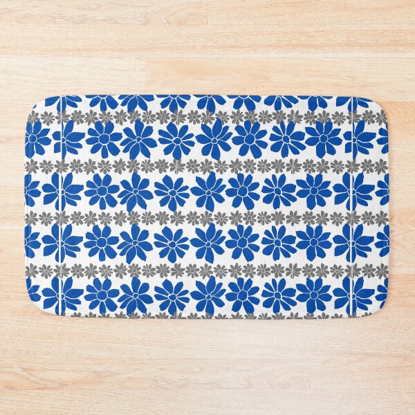 Item preview, blue and Gray floral Pattern designed and sold by GeoTeasters.