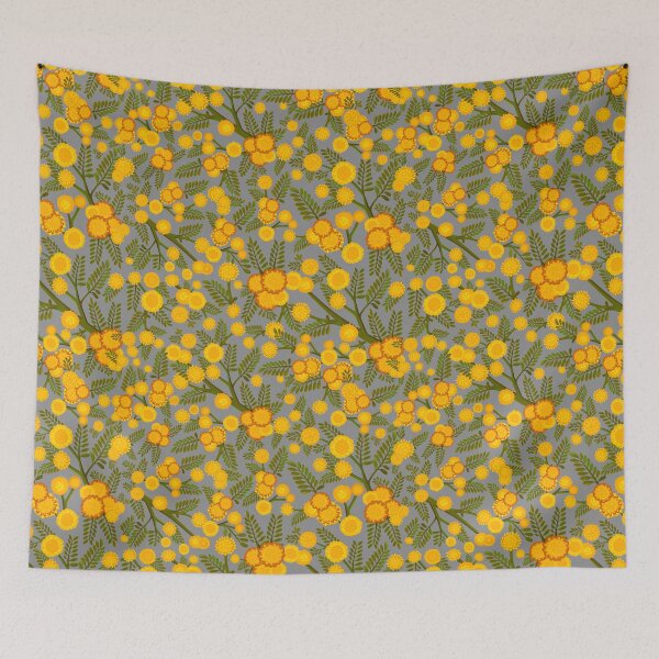 Item preview, Golden Wattle Flowers - Retro Spring Pattern  designed and sold by Sketchbook Designs.