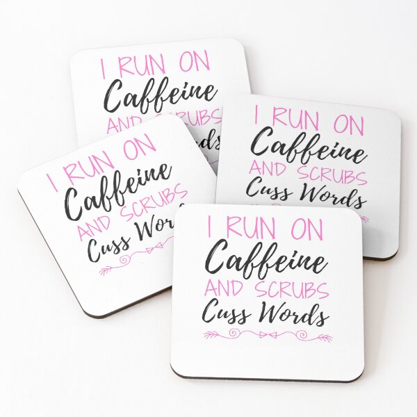 Item preview, I run on caffeine scrubs & Cuss Words  designed and sold by ThebestArtshop.